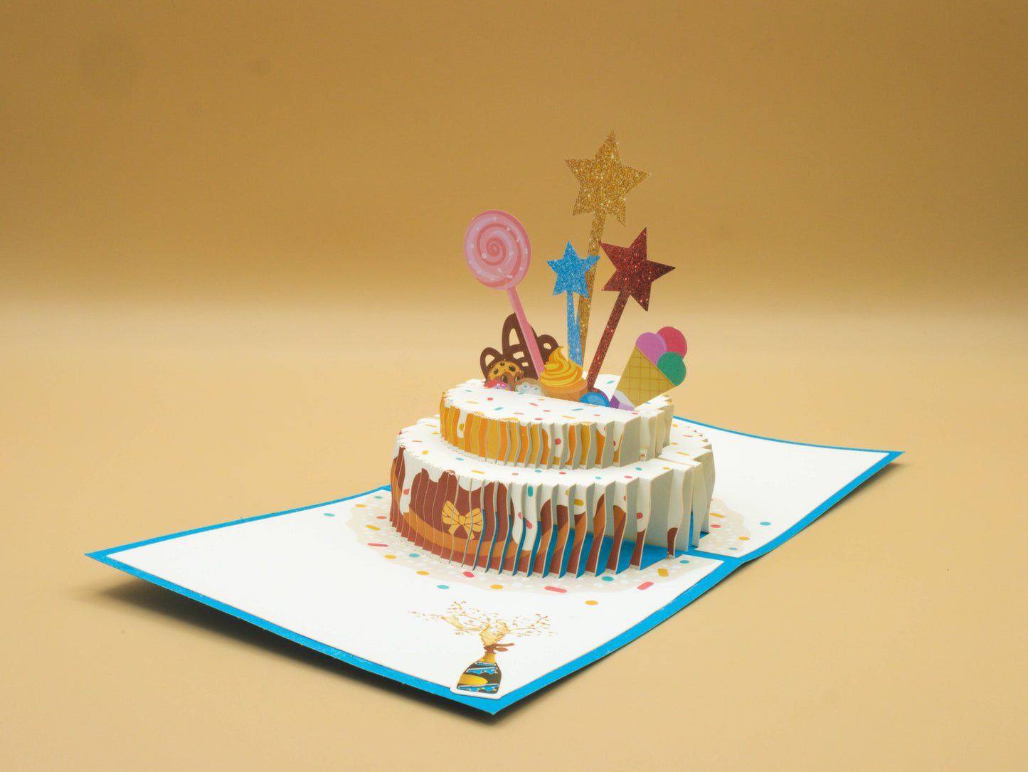 3D Pop-Up Card - Happy Birthday Cake Card (blue)