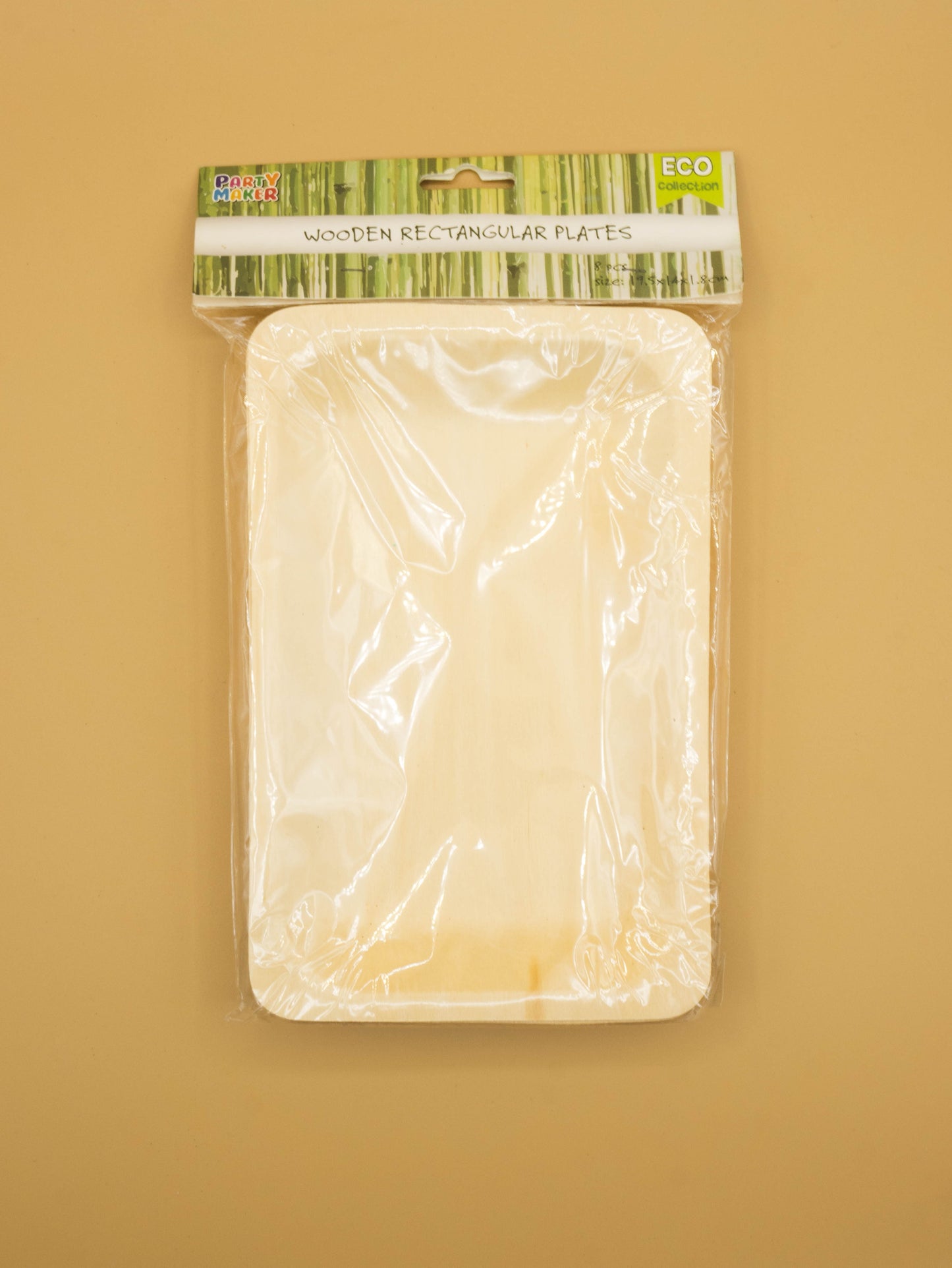Compostable Wooden Rectangular Plates - 8 pieces - Large Size