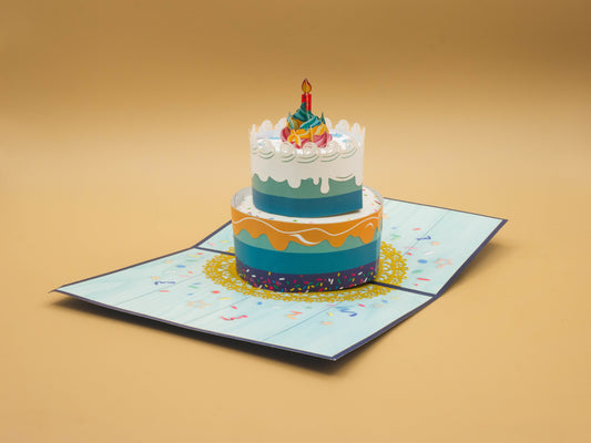 3D Pop-Up Card - Happy Birthday Cake with a Candle