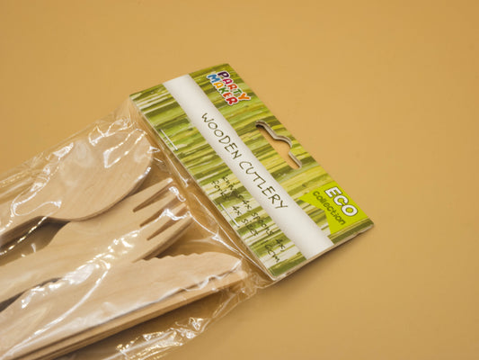 Compostable Wooden Cutlery - 4 Forks, 4 Spoons & 4 Knives