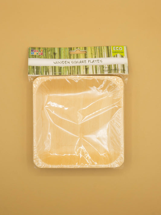 Compostable Wooden Square Plates - 8 pieces Medium Size