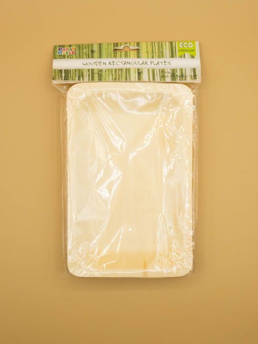 Compostable Wooden Rectangular Plates - 8 pieces - Large Size