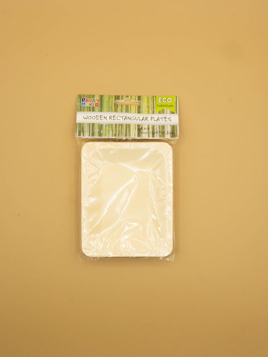 Compostable Wooden Rectangular Plates - 8 pieces - Small size