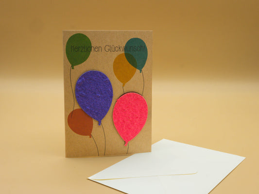 Greeting Card with Seeds in the Balloons