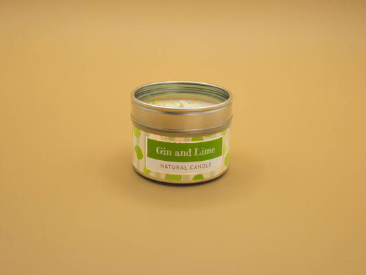 Candela in Lattina con Praline colorate - Gin & Lime