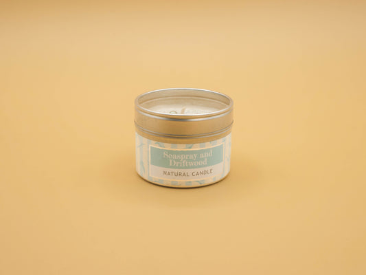 Candela in Lattina con Praline colorate - Seaspray & Driftwood