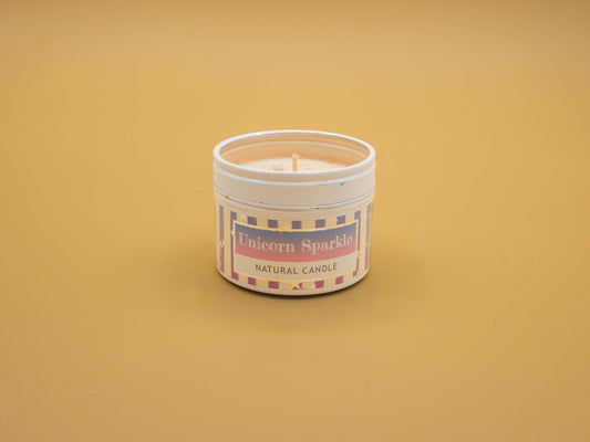 Candela in Lattina con Praline colorate - Unicorn Sparkle